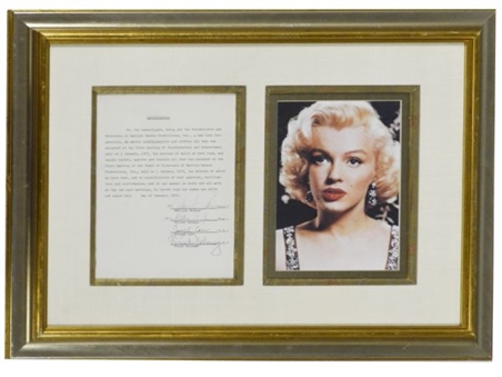 Marilyn Monroe Signed Document and Color Headshot 26x20 Framed Collage 